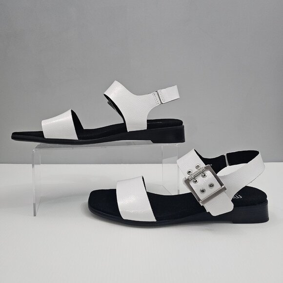 NEW Munro Meena Sandal Womens 9.5 White Patent Leather Comfort Cushioned Walking - Picture 2 of 14